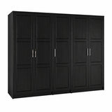 72" Black Solid Wood Five Door Combo Dresser