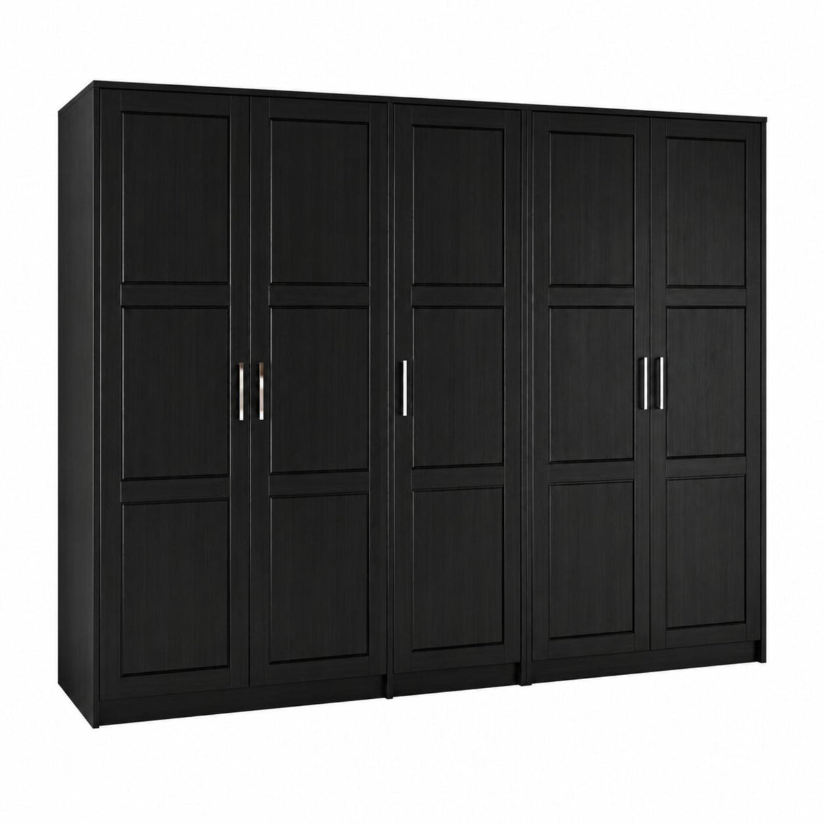 72" Black Solid Wood Five Door Combo Dresser