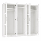 72" White Solid Wood Mirrored Five Door Combo Dresser - HomeRoots - Flyclothing LLC