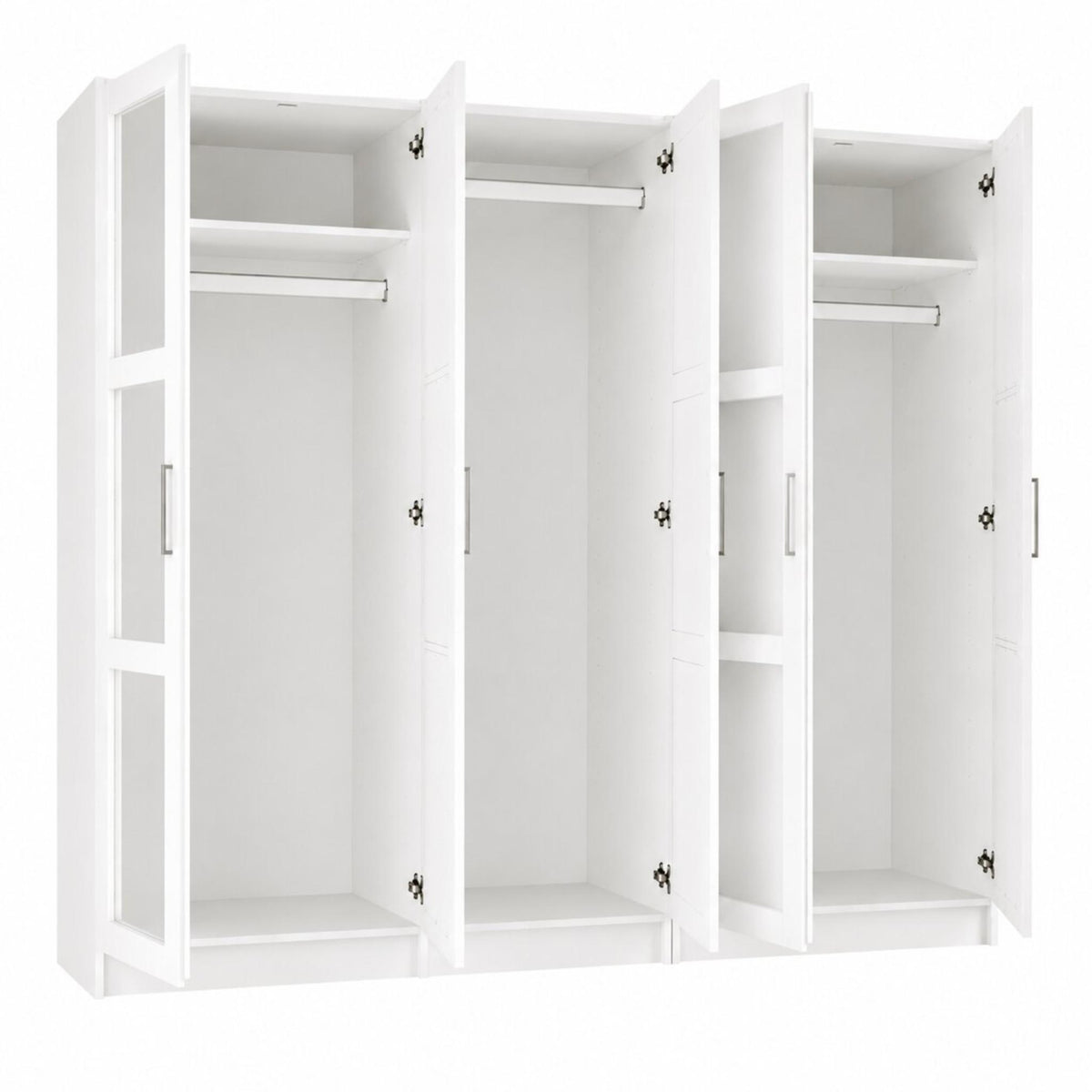 72" White Solid Wood Mirrored Five Door Combo Dresser - HomeRoots - Flyclothing LLC