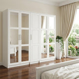 72" White Solid Wood Mirrored Five Door Combo Dresser - HomeRoots - Flyclothing LLC
