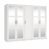 72" White Solid Wood Mirrored Five Door Combo Dresser - HomeRoots - Flyclothing LLC