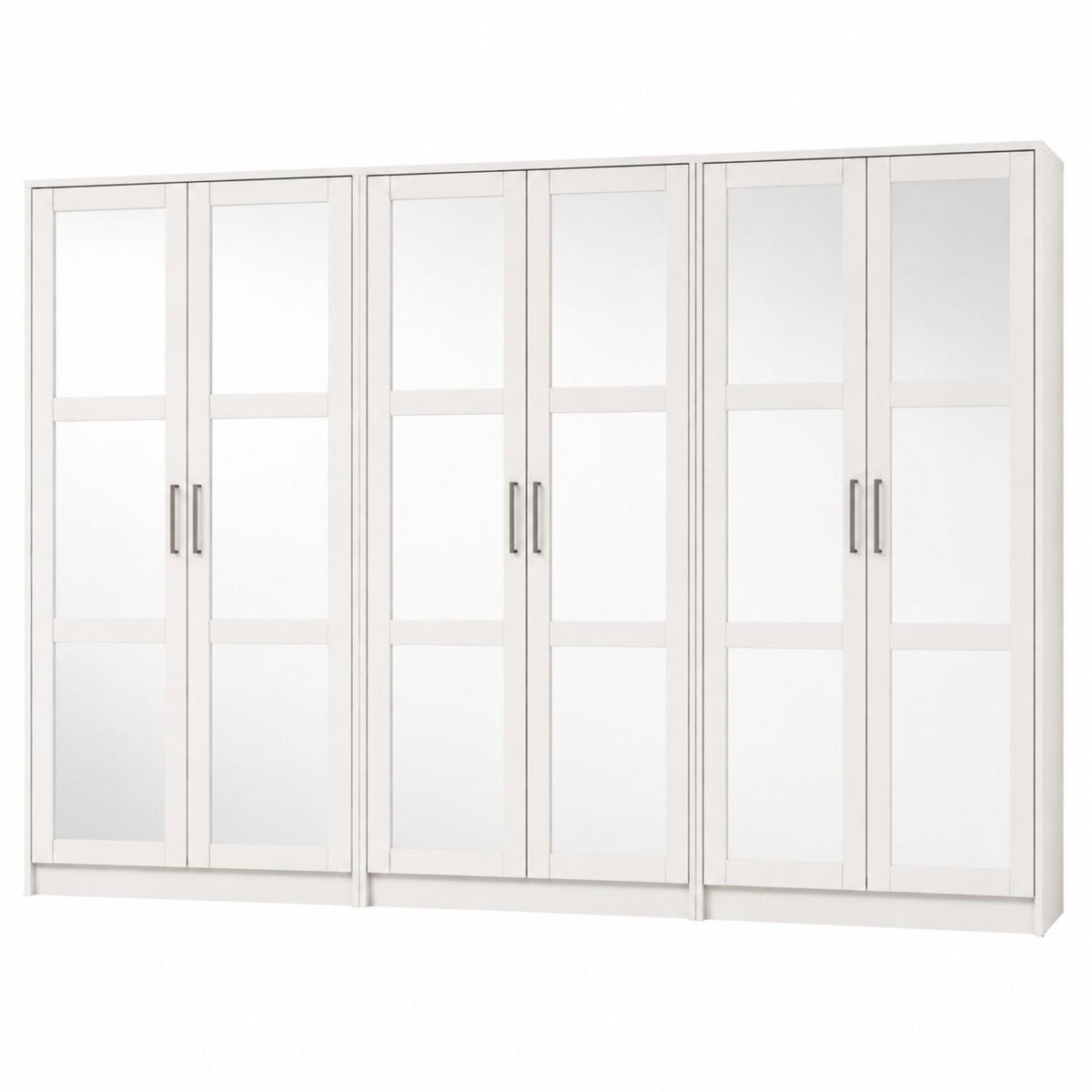 72" White Solid Wood Mirrored Six Door Combo Dresser - HomeRoots - Flyclothing LLC