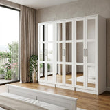 72" White Solid Wood Mirrored Six Door Combo Dresser - HomeRoots - Flyclothing LLC