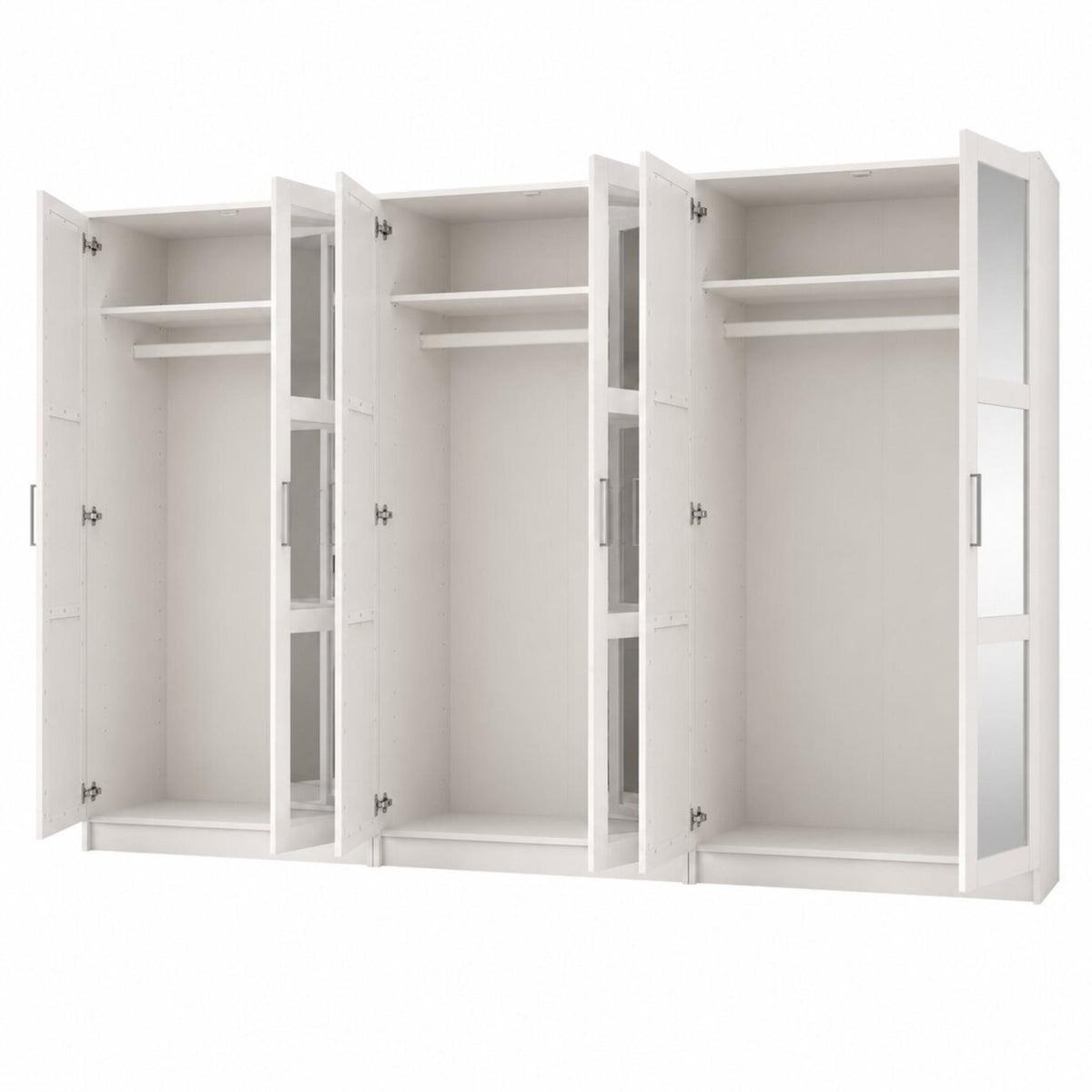 72" White Solid Wood Mirrored Six Door Combo Dresser - HomeRoots - Flyclothing LLC