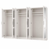 72" White Solid Wood Mirrored Six Door Combo Dresser - HomeRoots - Flyclothing LLC