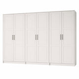 72" White Solid Wood Six Door Combo Dresser