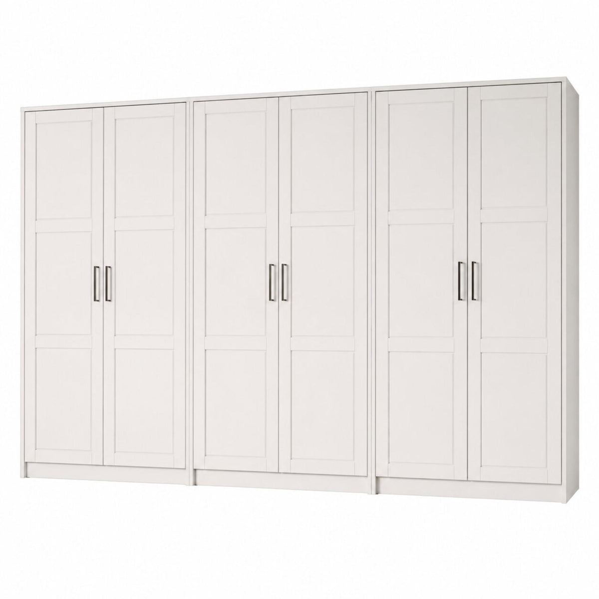 72" White Solid Wood Six Door Combo Dresser