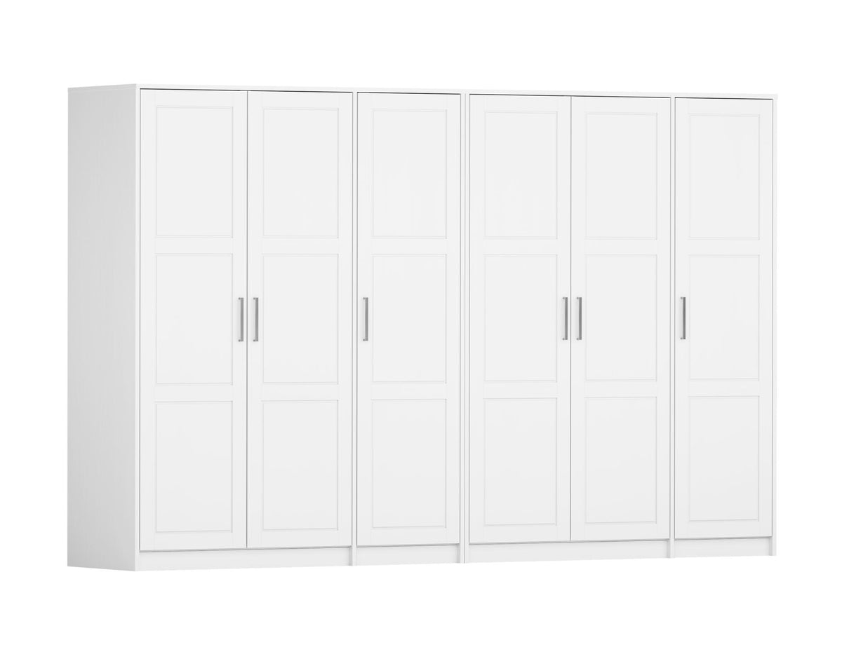 72" White Solid Wood Six Door Combo Dresser