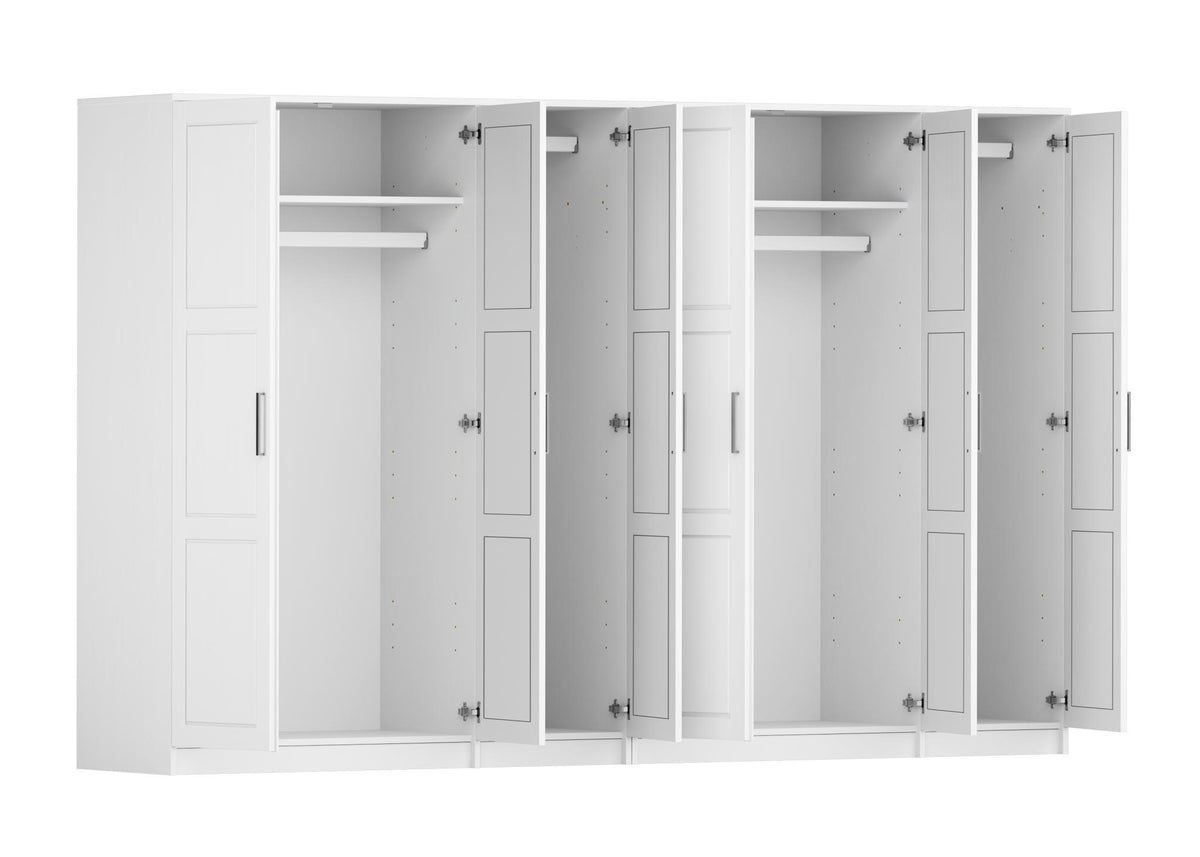 72" White Solid Wood Six Door Combo Dresser