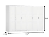 72" White Solid Wood Six Door Combo Dresser