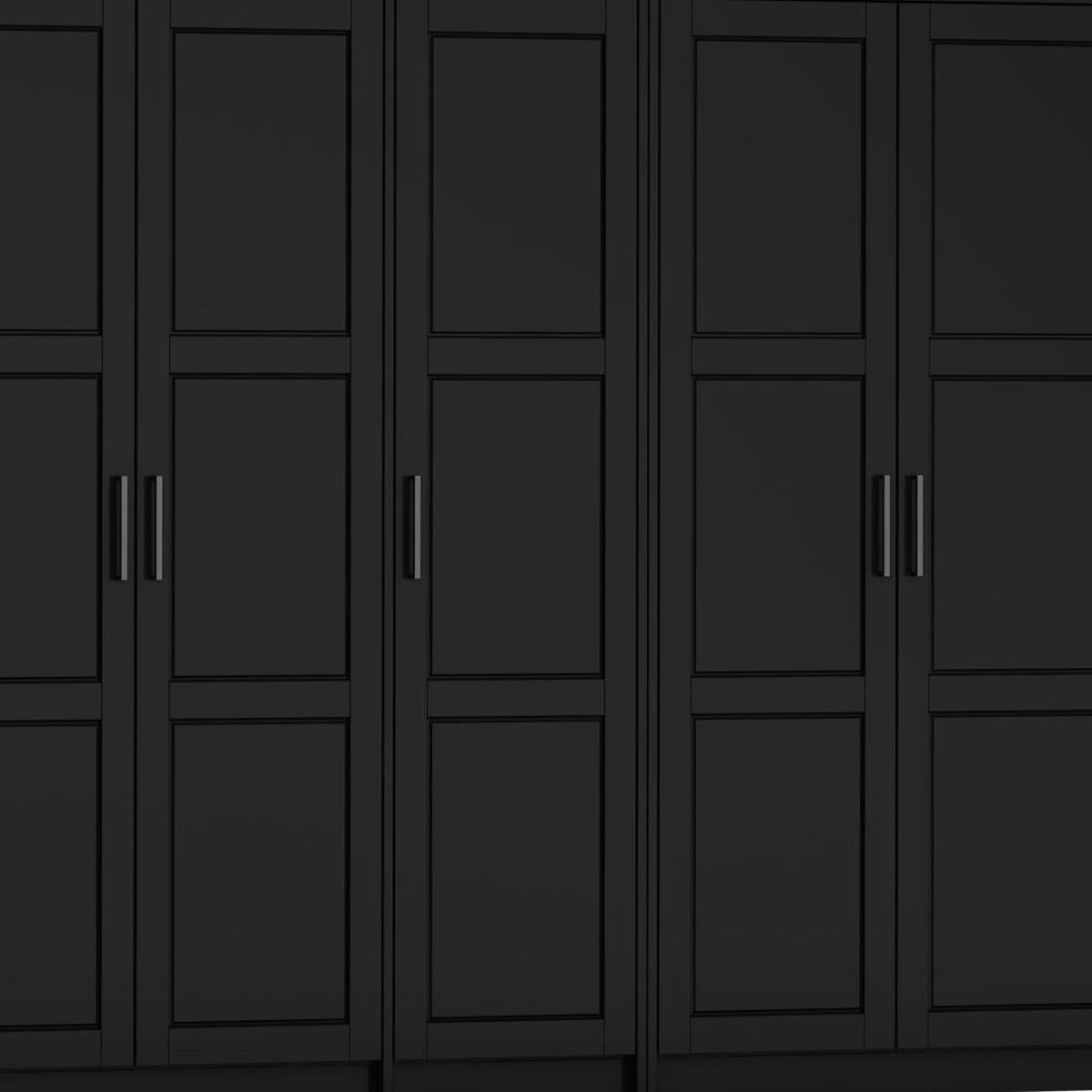 72" Black Solid Wood Six Door Combo Dresser