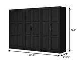 72" Black Solid Wood Six Door Combo Dresser