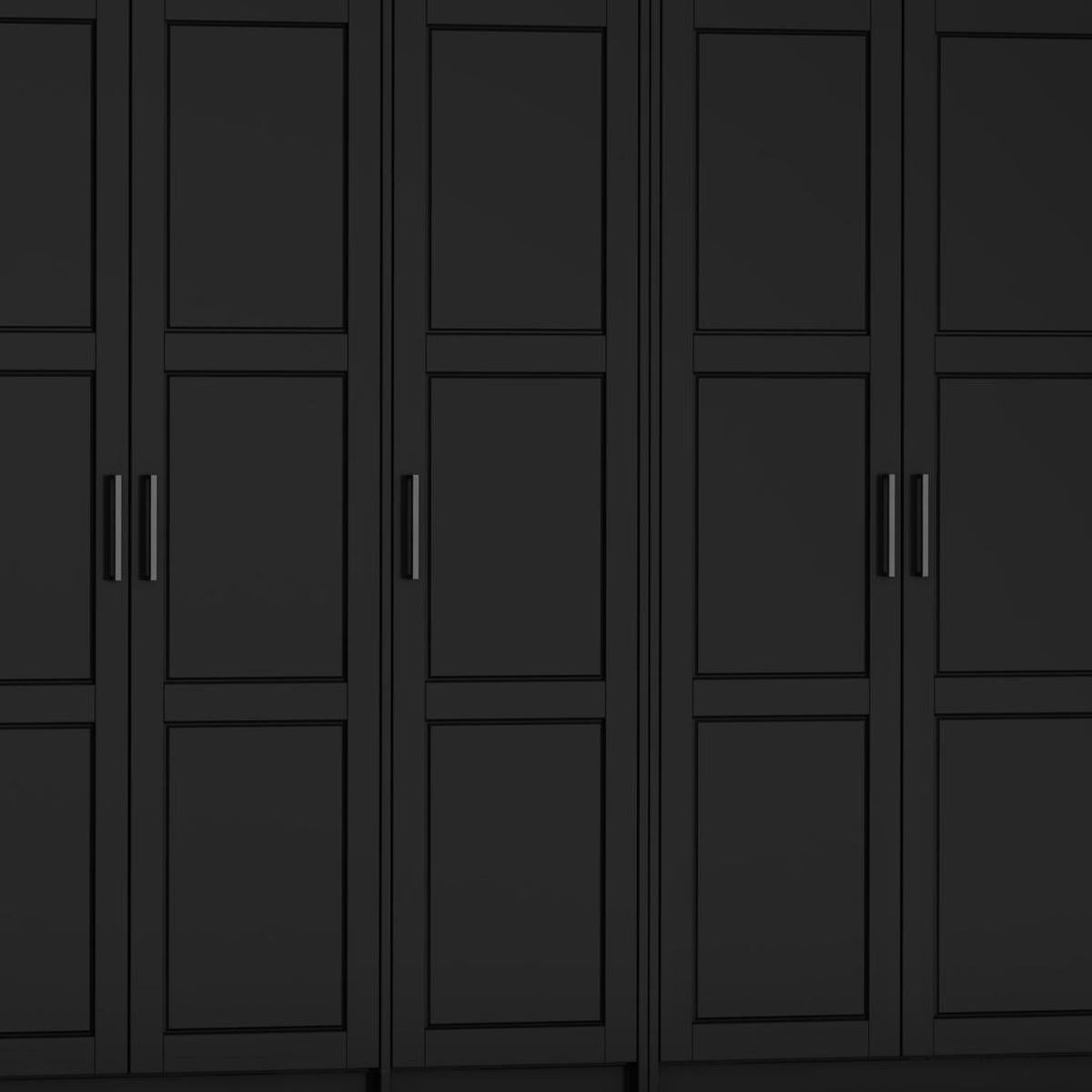 72" Black Solid Wood Six Door Combo Dresser