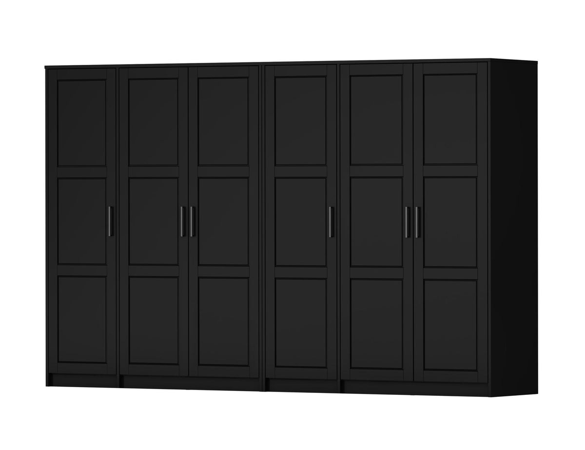 72" Black Solid Wood Six Door Combo Dresser