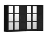 72" Black Solid Wood Mirrored Six Door Combo Dresser - HomeRoots - Flyclothing LLC