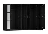 72" Black Solid Wood Mirrored Six Door Combo Dresser - HomeRoots - Flyclothing LLC