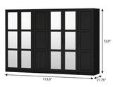 72" Black Solid Wood Mirrored Six Door Combo Dresser - HomeRoots - Flyclothing LLC