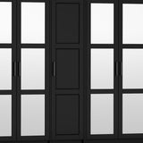 72" Black Solid Wood Mirrored Six Door Combo Dresser - HomeRoots - Flyclothing LLC