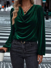 Lovelet Cowl Neck Long Sleeve Blouse - Trendsi