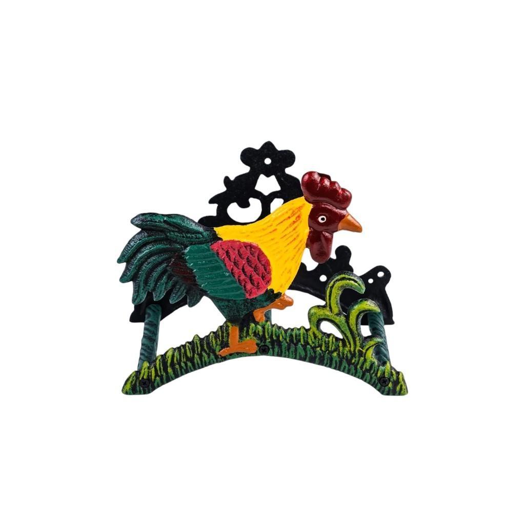 8" Black Yellow Red And Green Cast Iron Rooster Garden Hose Hanger - HomeRoots - Flyclothing LLC