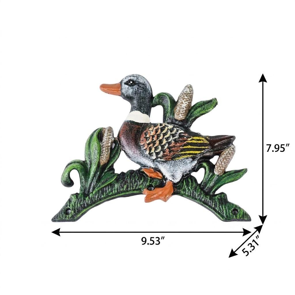 8" Black Green And Brown Iron Duck Garden Hose Hanger - HomeRoots - Flyclothing LLC