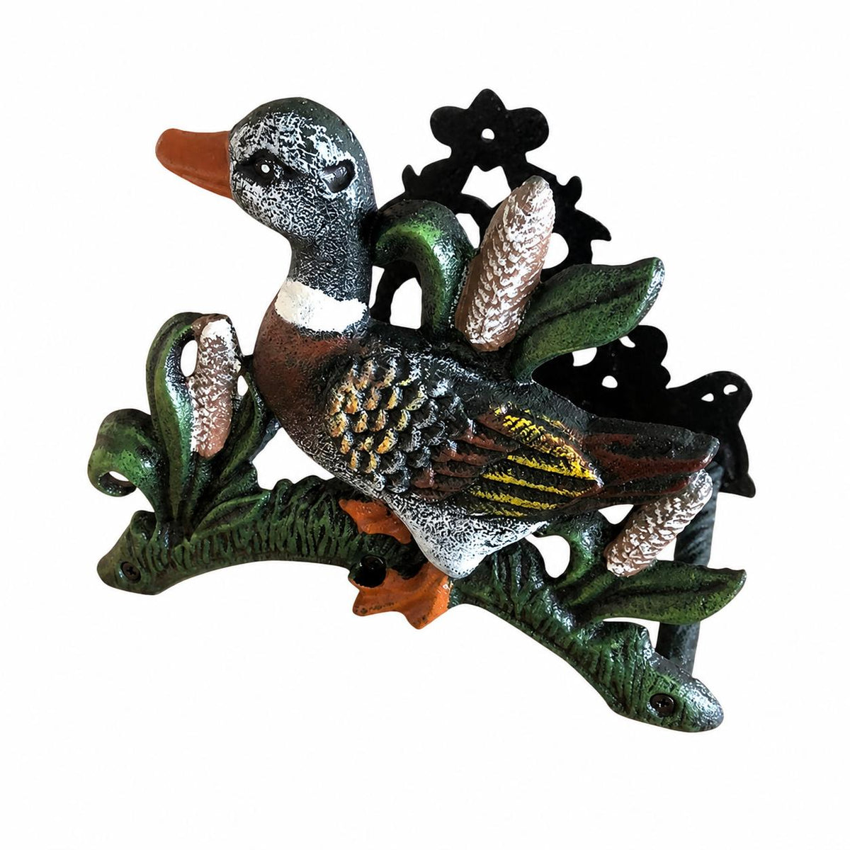 8" Black Green And Brown Iron Duck Garden Hose Hanger - HomeRoots - Flyclothing LLC
