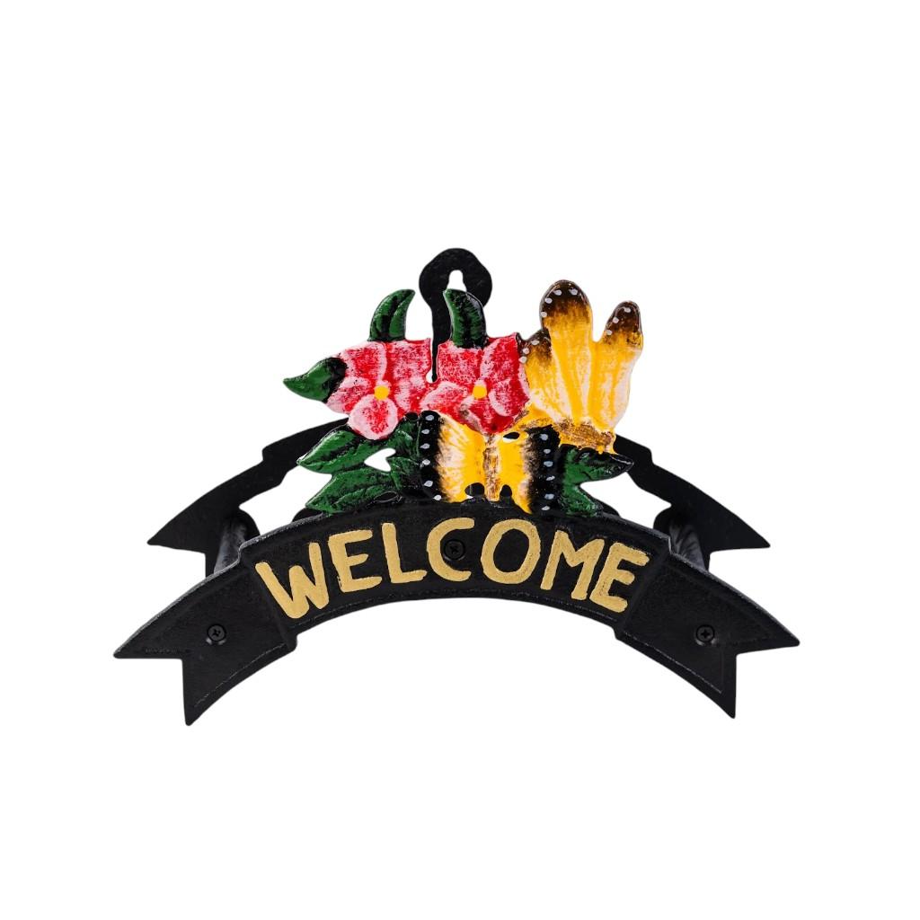 8" Black Yellow And Pink Iron Floral Bouquet Welcome Garden Hose Hanger - HomeRoots - Flyclothing LLC