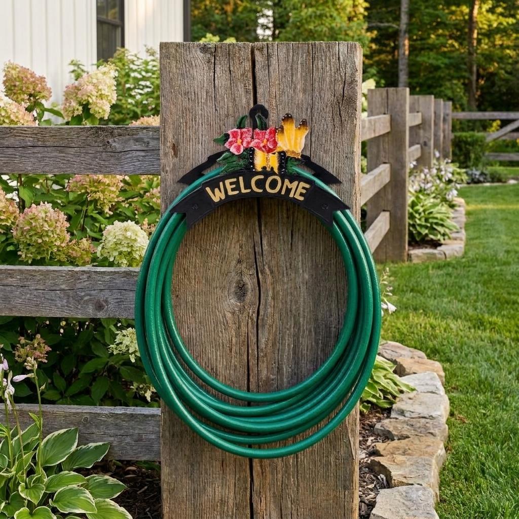 8" Black Yellow And Pink Iron Floral Bouquet Welcome Garden Hose Hanger - HomeRoots - Flyclothing LLC