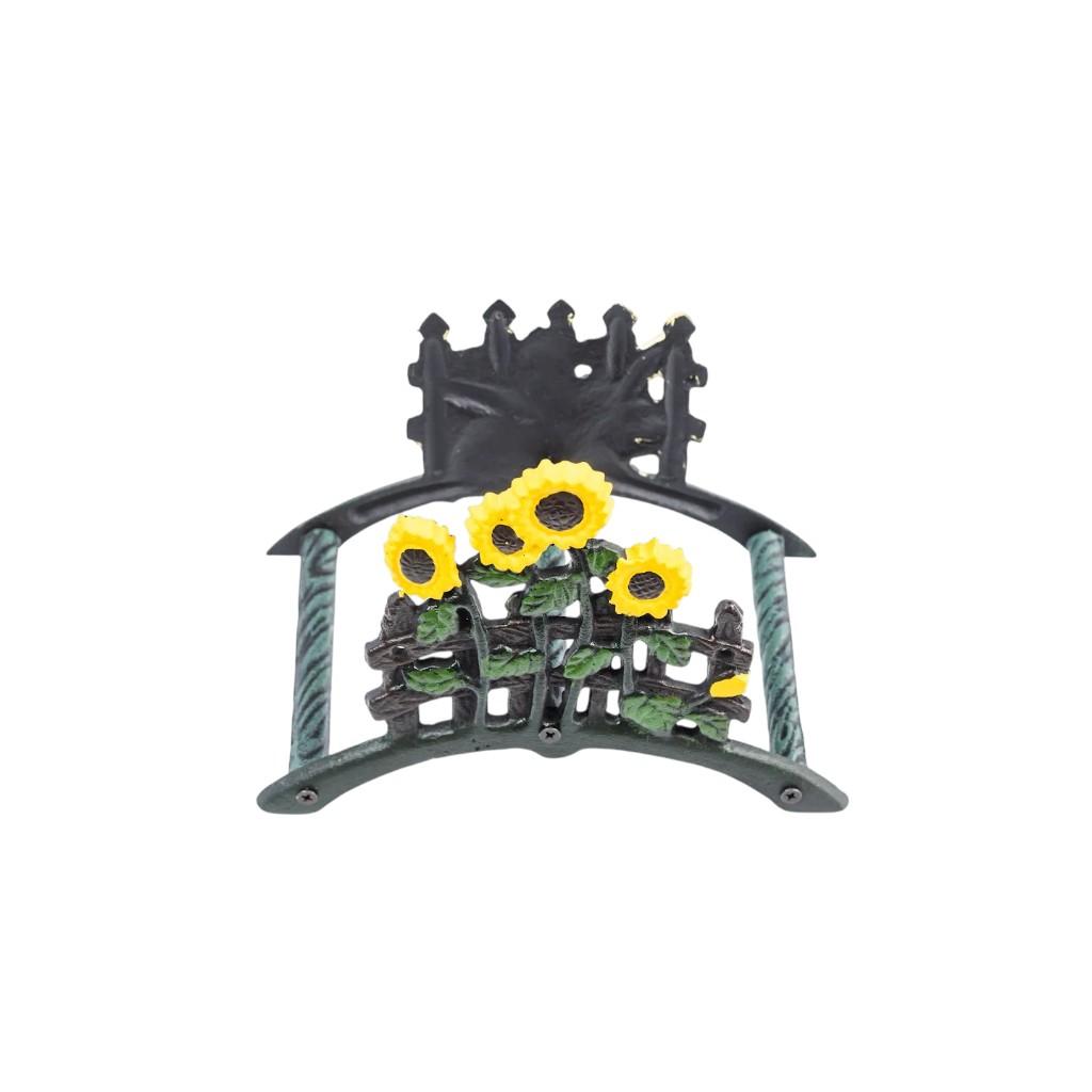 7" Yellow Black And Green Iron Sunflowers Garden Hose Hanger - HomeRoots - Flyclothing LLC