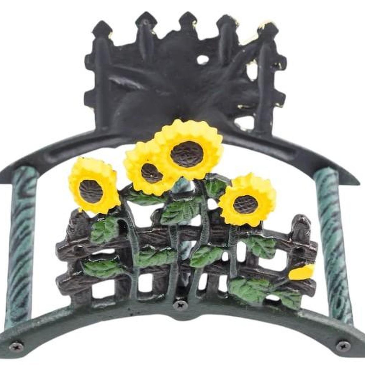7" Yellow Black And Green Iron Sunflowers Garden Hose Hanger - HomeRoots - Flyclothing LLC