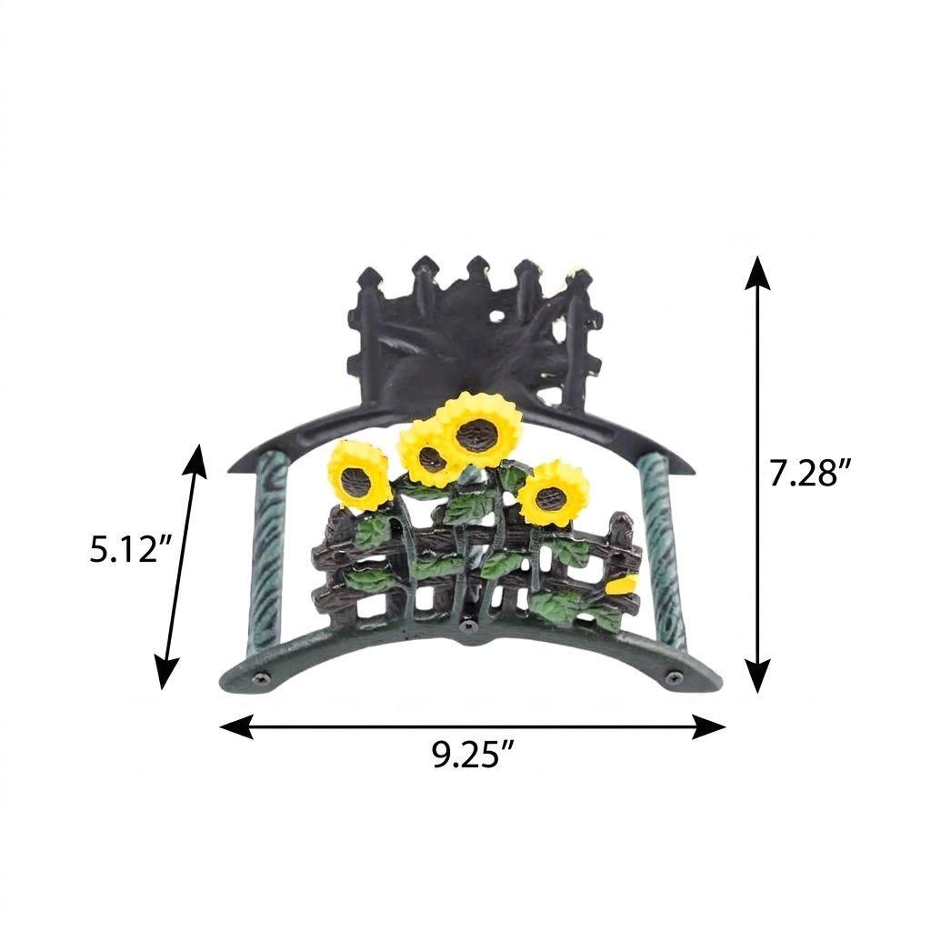 7" Yellow Black And Green Iron Sunflowers Garden Hose Hanger - HomeRoots - Flyclothing LLC