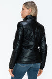 Snobbish Pocketed Zip Up Turtleneck Puffer Jacket - Trendsi