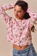 SO ME Floral Print Button Front Sweater Cardigan Top - Trendsi - Flyclothing LLC