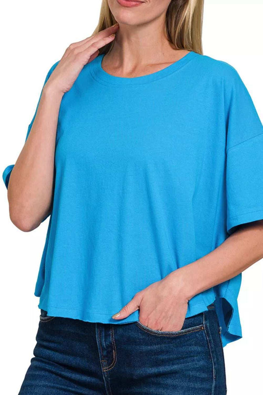 Zenana Cotton Round Neck Short Sleeve T-Shirt - Trendsi - Flyclothing LLC
