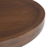 36" Brown Solid Wood Round Drum Coffee Table