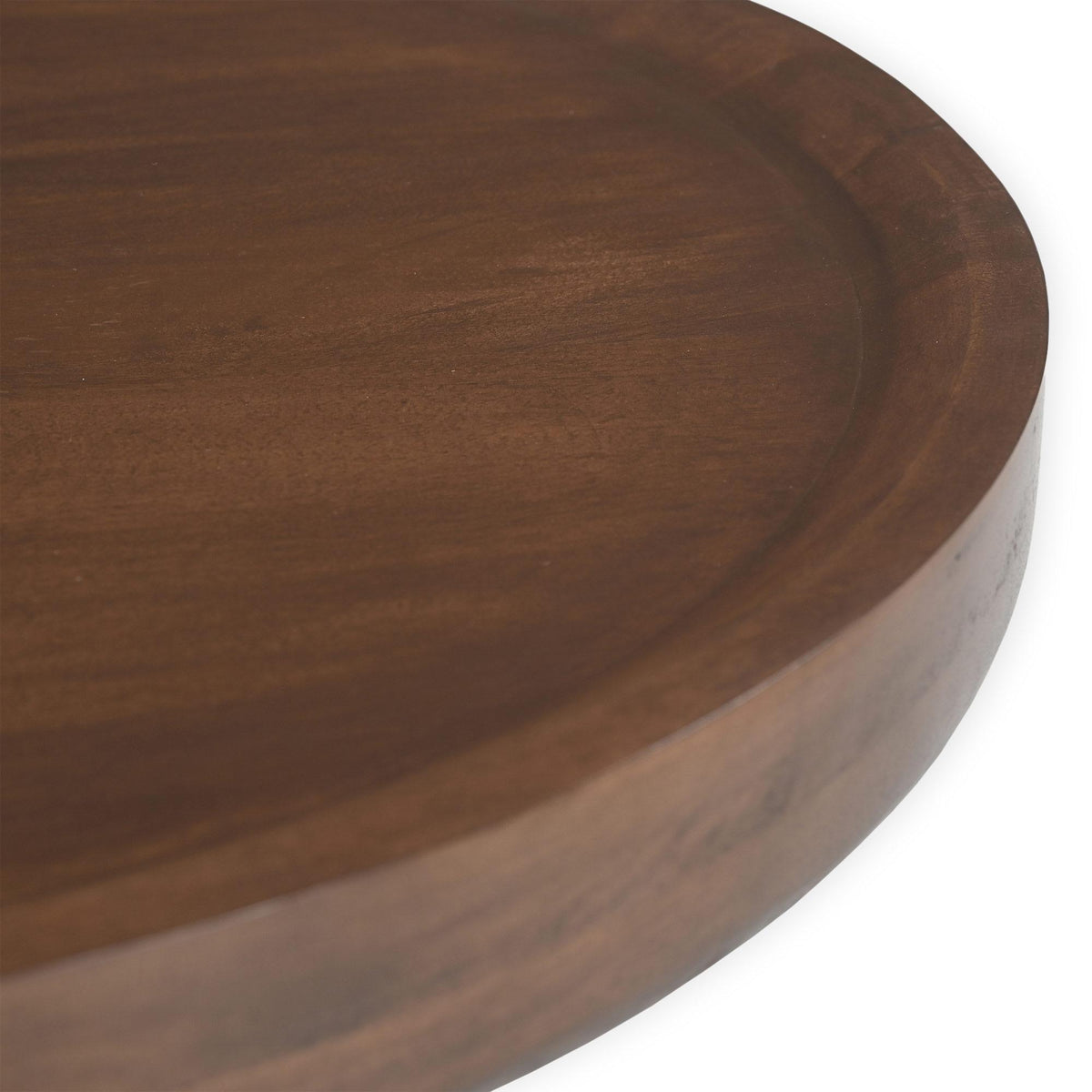 36" Brown Solid Wood Round Drum Coffee Table