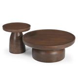 36" Brown Solid Wood Round Drum Coffee Table