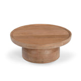 36" Natural Solid Wood Round Drum Coffee Table