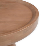 36" Natural Solid Wood Round Drum Coffee Table