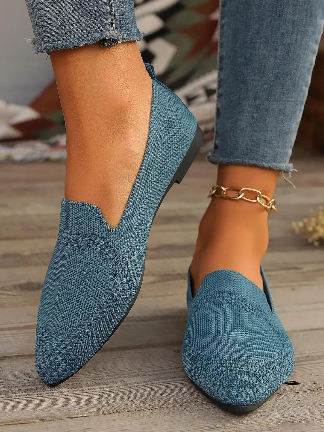 Point Toe Mesh Flats Slip-Ons - Trendsi - Flyclothing LLC
