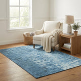 5' X 8' Blue And Taupe Ikat Shag Washable Area Rug With UV Protection - HomeRoots - Flyclothing LLC