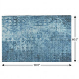 5' X 8' Blue And Taupe Ikat Shag Washable Area Rug With UV Protection - HomeRoots - Flyclothing LLC