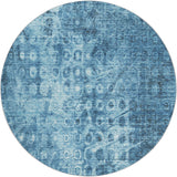 8' Blue And Taupe Ikat Shag Washable Round Rug With UV Protection - HomeRoots - Flyclothing LLC