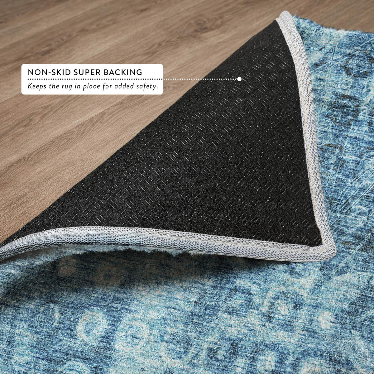 8' Blue And Taupe Ikat Shag Washable Round Rug With UV Protection - HomeRoots - Flyclothing LLC