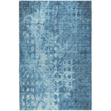 8' X 10' Blue And Taupe Ikat Shag Washable Area Rug With UV Protection