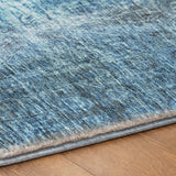 8' X 10' Blue And Taupe Ikat Shag Washable Area Rug With UV Protection