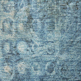8' X 10' Blue And Taupe Ikat Shag Washable Area Rug With UV Protection