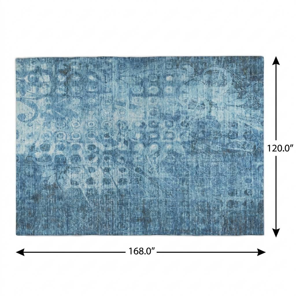 10' X 14' Blue And Taupe Ikat Shag Washable Area Rug With UV Protection - HomeRoots - Flyclothing LLC