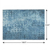 10' X 14' Blue And Taupe Ikat Shag Washable Area Rug With UV Protection - HomeRoots - Flyclothing LLC